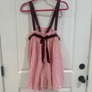 Pink women’s sleep romper with Straps